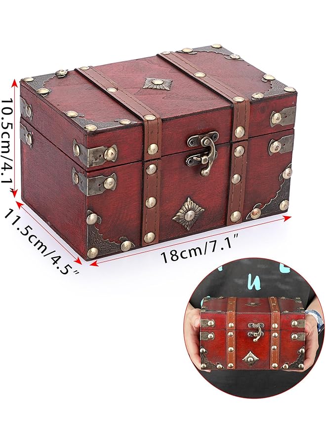 إيروريكس صندوق تخزين الكنز الخشبي العتيق صندوق تخزين الكنز المزخرف صناديق زخرفية مصنوعة يدويًا مع أغطية للمنزل صندوق تخزين للمجوهرات لؤلؤي صغير - Image 5