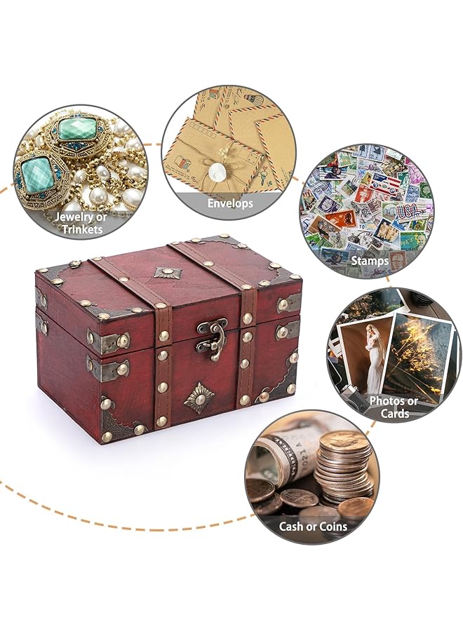 إيروريكس صندوق تخزين الكنز الخشبي العتيق صندوق تخزين الكنز المزخرف صناديق زخرفية مصنوعة يدويًا مع أغطية للمنزل صندوق تخزين للمجوهرات لؤلؤي صغير - Image 2