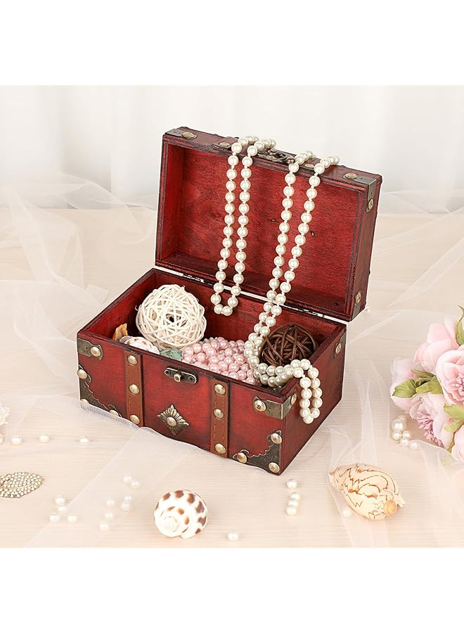 إيروريكس صندوق تخزين الكنز الخشبي العتيق صندوق تخزين الكنز المزخرف صناديق زخرفية مصنوعة يدويًا مع أغطية للمنزل صندوق تخزين للمجوهرات لؤلؤي صغير - Image 4