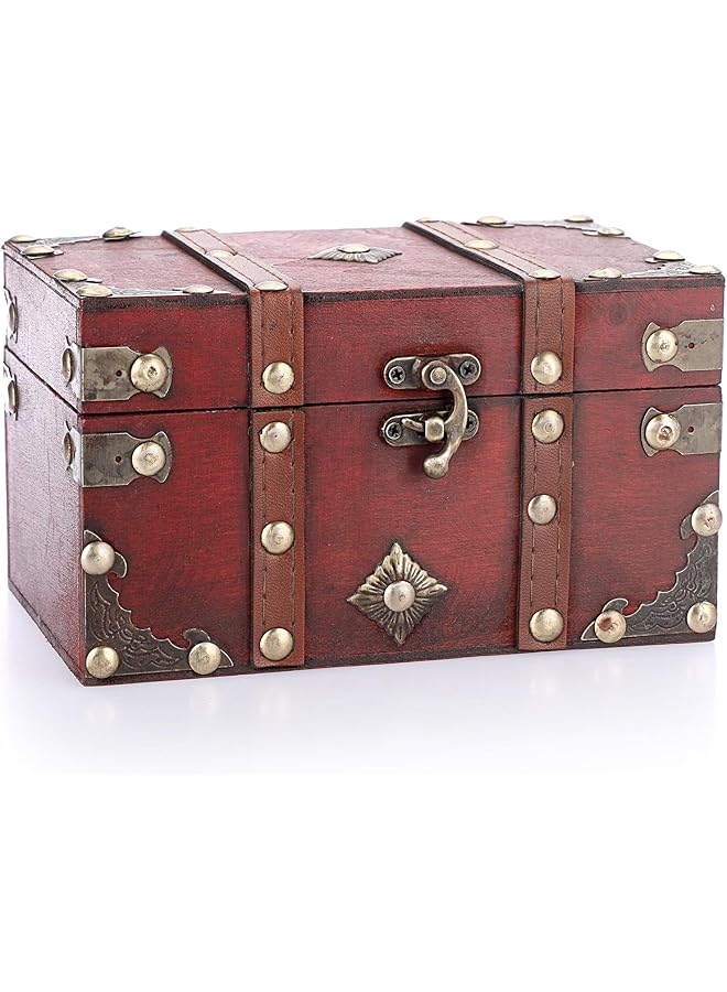 إيروريكس صندوق تخزين الكنز الخشبي العتيق صندوق تخزين الكنز المزخرف صناديق زخرفية مصنوعة يدويًا مع أغطية للمنزل صندوق تخزين للمجوهرات لؤلؤي صغير - Image 1