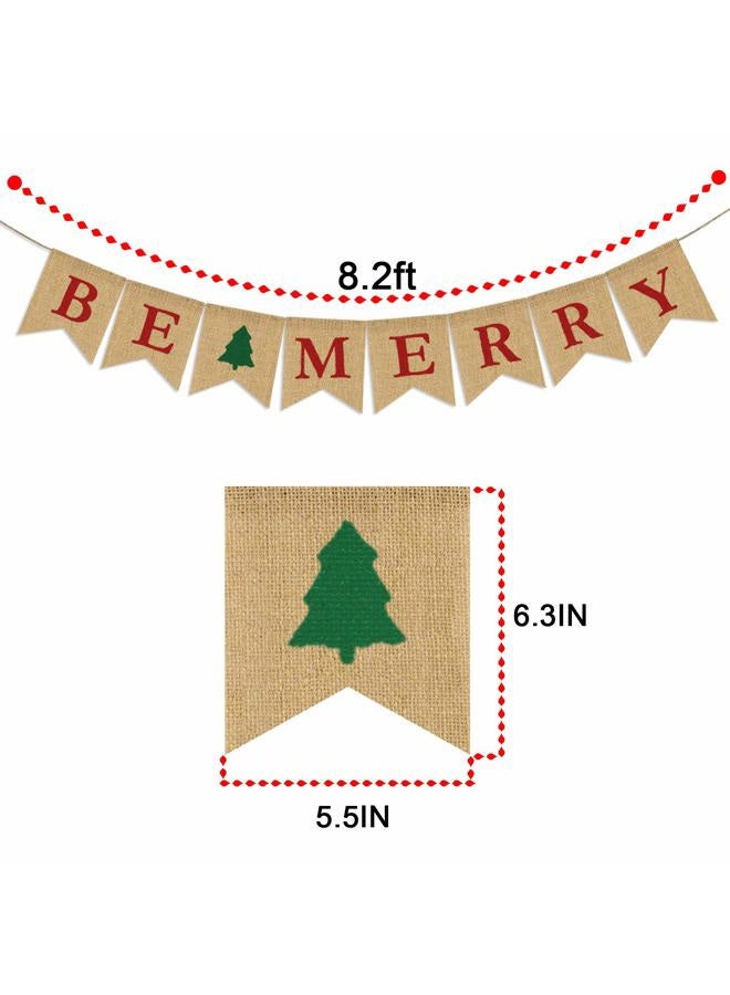 Partyprops Be Merry Burlap Banner | Christmas Burlap Banner | Christmas Tree Garland | Holiday Bunting | Home Garden Indoor Outdoor Banner | Natural Burlap Banner | Christmas Decor Decorations - Image 3