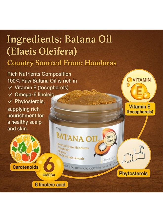 YBW Batana Oil for Hair Growth Dr. Sebi Organic, Natural, Pure and 100% Raw Batana Oil Paste from Honduras - Botana Enhances Hair Thickness, Prevents Loss for Men and Women - Image 2
