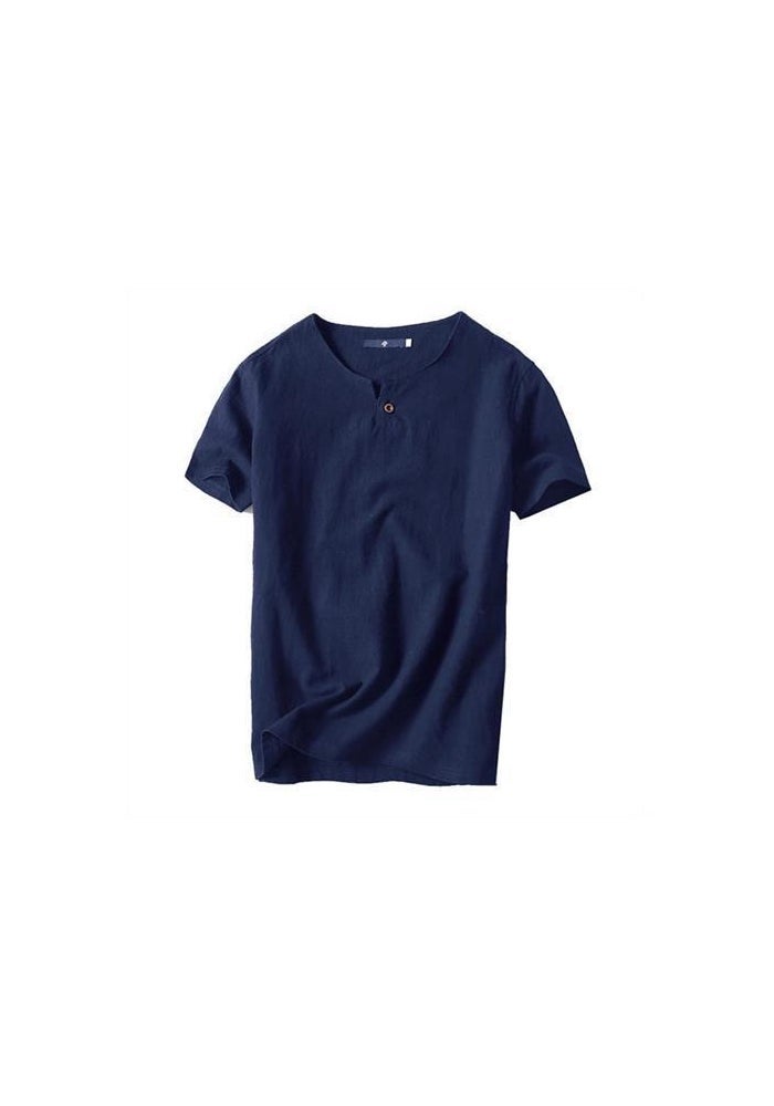 Summer t Shirts Men Short Sleeve Cotton Linen T-Shirt 5XL - Image 1