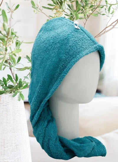 1Chase 100% Cotton Terry Hair Towel Wrap Teal