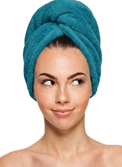 1Chase 100% Cotton Terry Hair Towel Wrap Teal