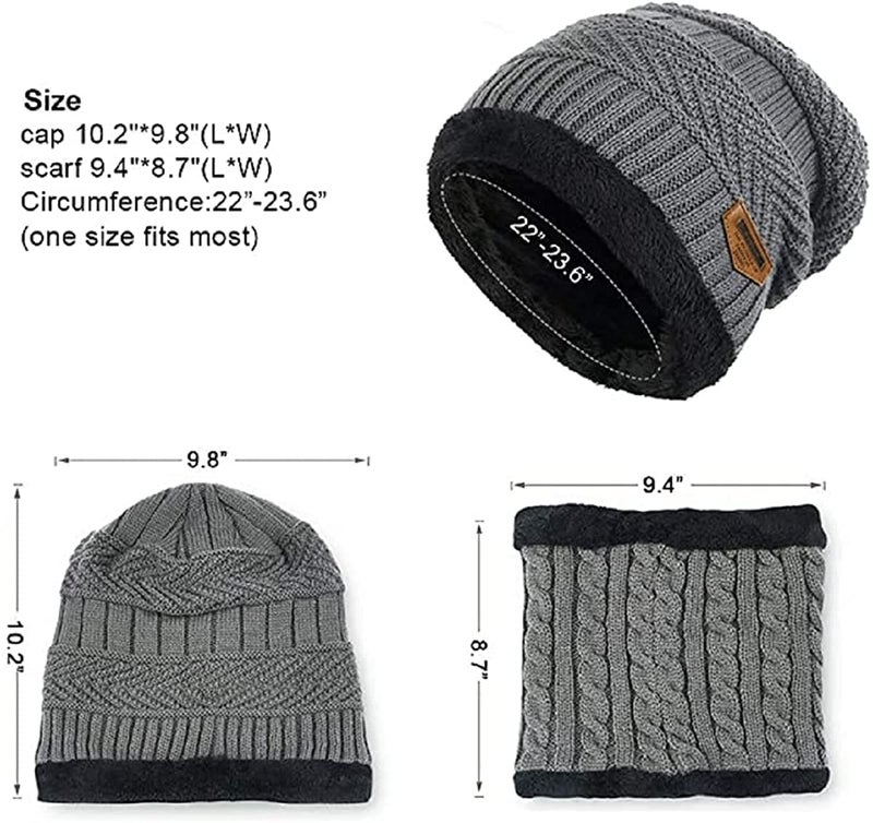 Atipriya Woolen Beanie/Skull Cap & Neck Warmer Combo for Winters with Faux Fur Inner Side Woolen Cap | Ear Warmer Cap Pack of 2 Set (black & grey neck muffler cap) - Image 5