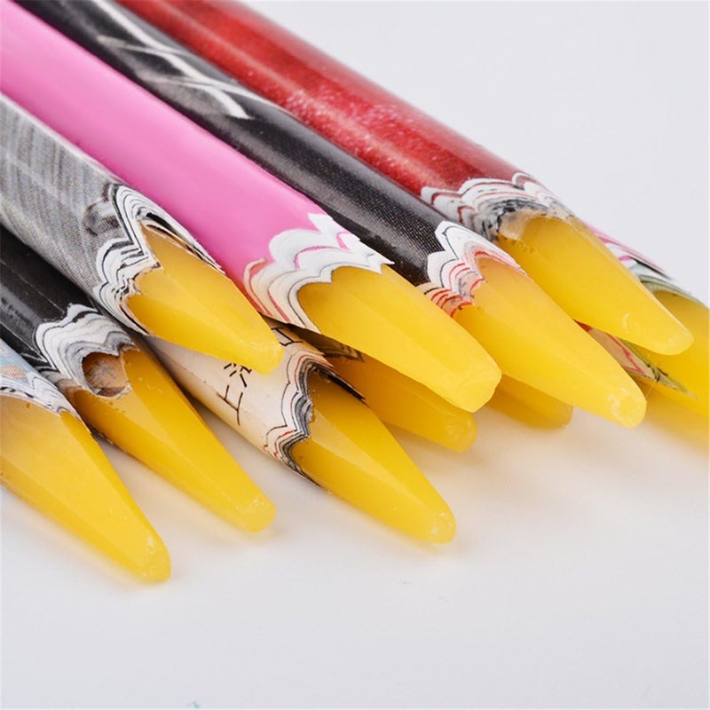 Mezerdoo 5pcs Wax Pencil For Rhinestones,Self Adhesive Resin Rhinestone Picker Pencil Nail Art Gem Crystal Pick Up Tool Rhinestone Pickup Pen Long Wax Pencil Rhinestone Picker Tool Random Color - Image 4