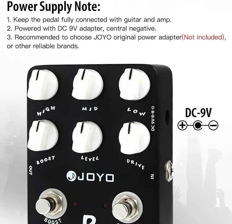 JOYO Metal Distortion Pedal with 3 Band EQ and Low-Mid-High Gain Boost for Electric Guitar Effect - Bypass (Extreme Metal JF-17) - Image 5