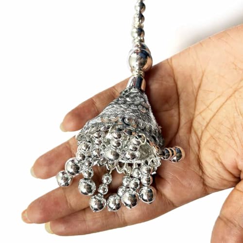 Adikala Craft Store Handmade Work Ethnic Sequin Tassel Latkan Set of 2 for Saree Pallu, Designer Blouse, Dupatta and Lehenga (Silver D1) - Image 4