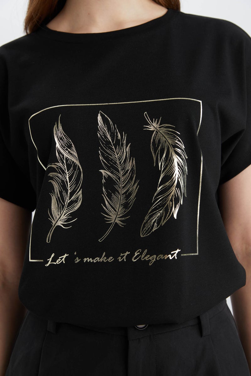 DeFacto Woman Regular Fit Crew Neck Short Sleeve T-Shirt  - Image 4