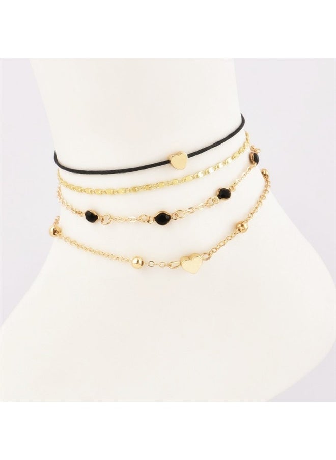 yongsheng Multi-Layered Anklet, Layered Crystal Anklets Bracelet Set Beach Foot Chain Jewelry for Women Multilayer Anklets  - Image 1
