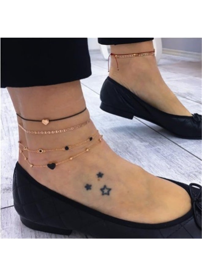 yongsheng Multi-Layered Anklet, Layered Crystal Anklets Bracelet Set Beach Foot Chain Jewelry for Women Multilayer Anklets  - Image 2