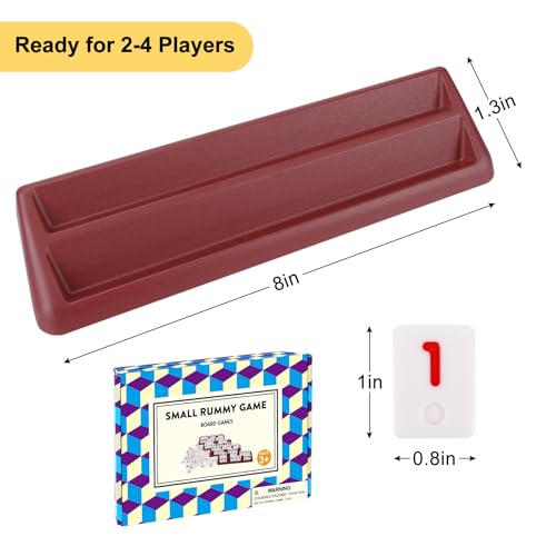 Offelec 106 Rummy Tiles Set with 4 Double Tile Holders Compact Travel Size Rummy Cube Games Classic Rummy Game for Adults Kids Family Game Night 24 Players Board Games - Image 5