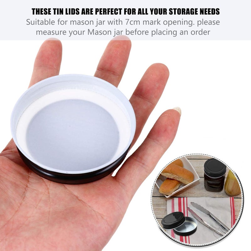 12pcs Wide Mouth Mason Jar Lids Wide Mouth Ball Jar Lids Canning Lids Leak-Proof Canning Jar Caps Stainless Steel Mason Jar Top Cover Black - Image 5