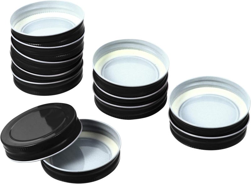 12pcs Wide Mouth Mason Jar Lids Wide Mouth Ball Jar Lids Canning Lids Leak-Proof Canning Jar Caps Stainless Steel Mason Jar Top Cover Black - Image 1