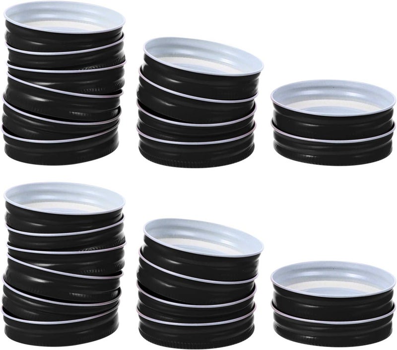 12pcs Wide Mouth Mason Jar Lids Wide Mouth Ball Jar Lids Canning Lids Leak-Proof Canning Jar Caps Stainless Steel Mason Jar Top Cover Black - Image 2
