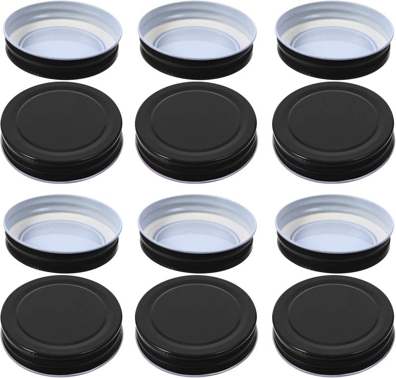 12pcs Wide Mouth Mason Jar Lids Wide Mouth Ball Jar Lids Canning Lids Leak-Proof Canning Jar Caps Stainless Steel Mason Jar Top Cover Black - Image 3