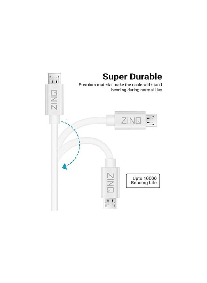 زينك تيكنولوجيز كابل دائري من Zinq Technologies فائق التحمل من Micro إلى USB 2.0 مع شحن عالي السرعة ومزامنة سريعة للبيانات وموصلات PVC لجميع الأجهزة التي تعمل بالطاقة USB (أبيض) - Image 2