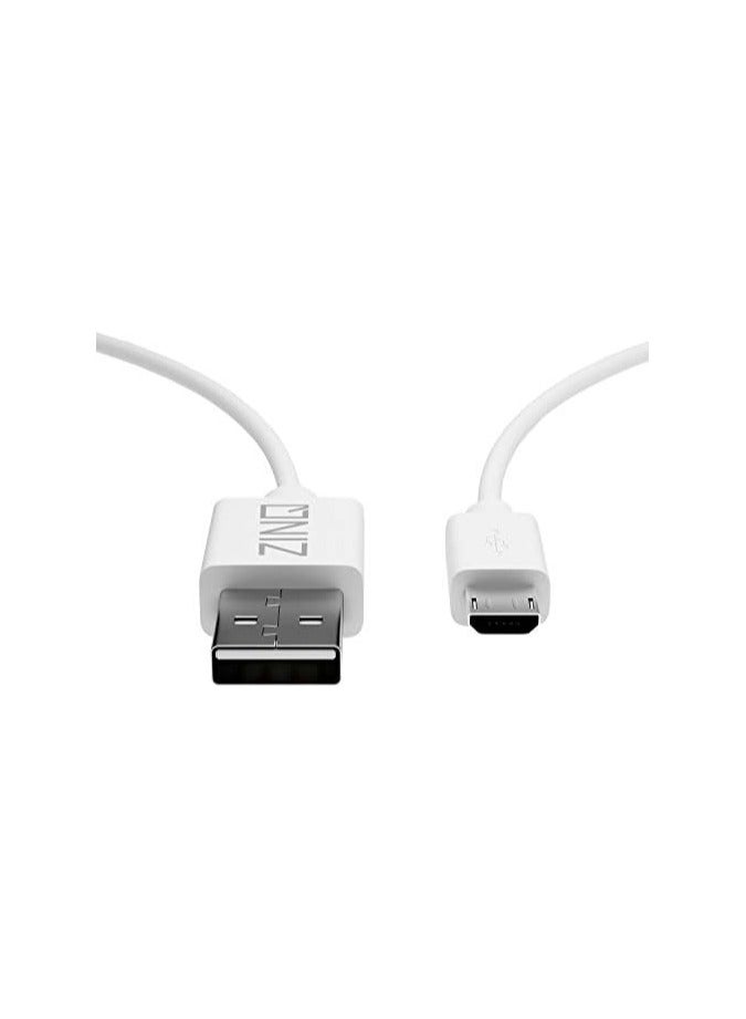 زينك تيكنولوجيز كابل دائري من Zinq Technologies فائق التحمل من Micro إلى USB 2.0 مع شحن عالي السرعة ومزامنة سريعة للبيانات وموصلات PVC لجميع الأجهزة التي تعمل بالطاقة USB (أبيض) - Image 4