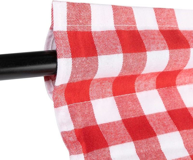 WOSIBO 2 Pack Buffalo Check Plaid Cotton Window Valances Red and White Farmhouse Design Window Treatment Decor Curtains Rod Pocket Valances for Kitchen/Living Room 16" x 56" (Red and White) - Image 4