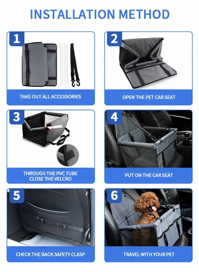 GROIC Dog Car Seat,Puppy Portable Pet Booster Car Seat,Pet Car Booster Seat Travel Carrier Cage with Clip-On Safety Leash and PVC Support Pipe, Automotive Supplies - Image 2