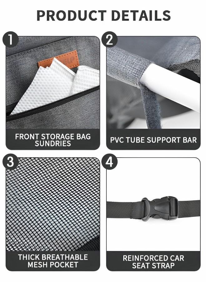 GROIC Dog Car Seat,Puppy Portable Pet Booster Car Seat,Pet Car Booster Seat Travel Carrier Cage with Clip-On Safety Leash and PVC Support Pipe, Automotive Supplies - Image 3