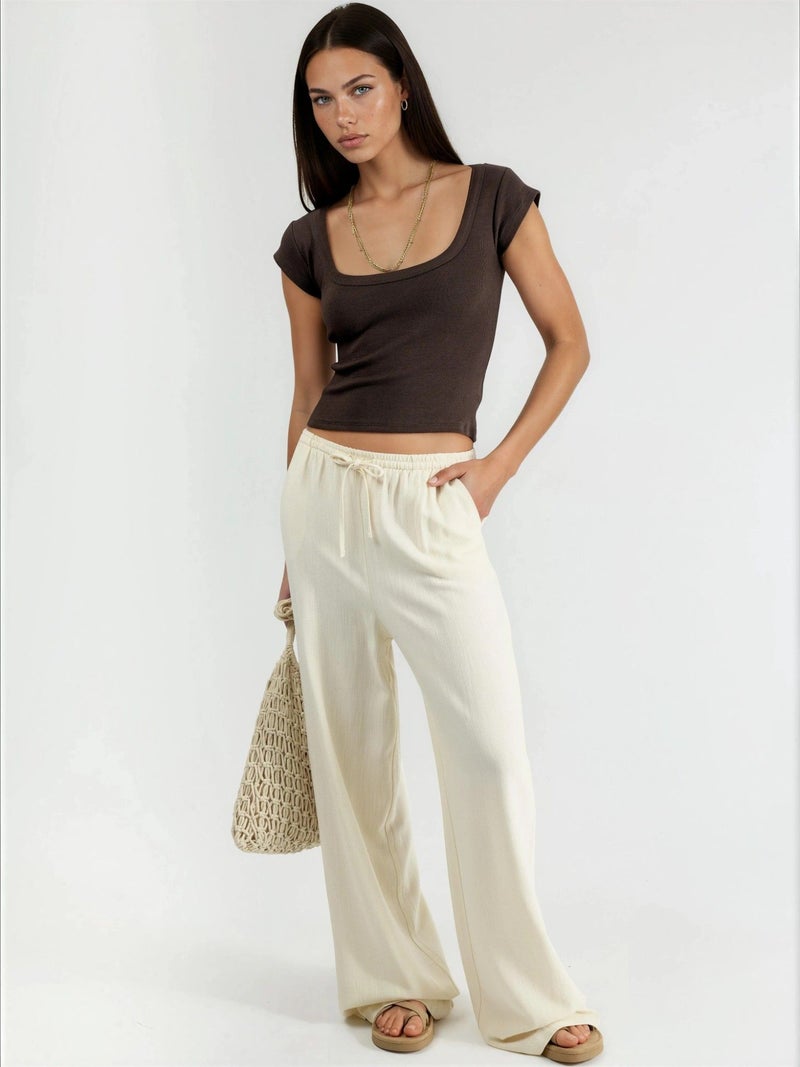 BUSEM Slim Fit Ribbed U Collar Blouse - Image 5