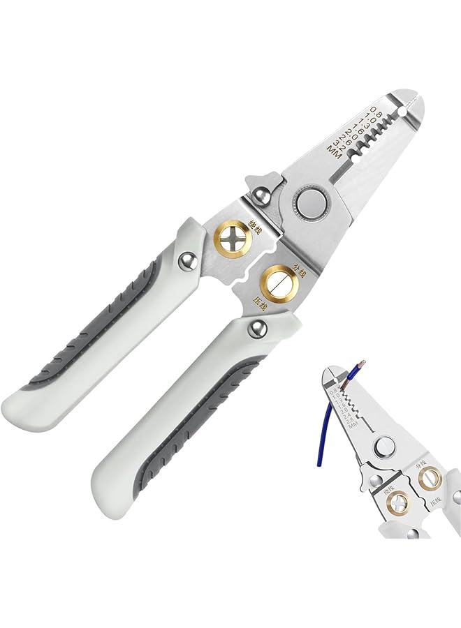 PROMASS promass Wire Stripper Tool, 6 in 1 Stainless Steel Wire Stripper, Special Wire Stripper Tool for Electrician, Multifunction Wire Pliers for Stripping Cutting Electric Cable Stripper Crimping  - Image 1