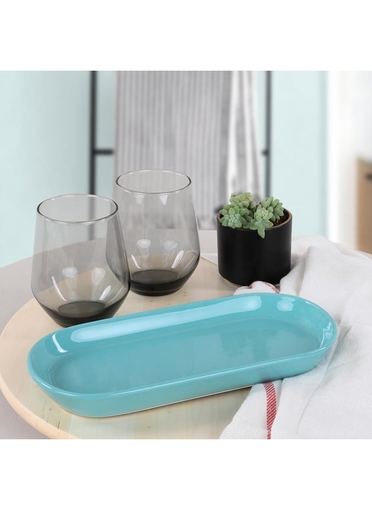 keramika Noyan 26 cm Boat Plate Turquoise 