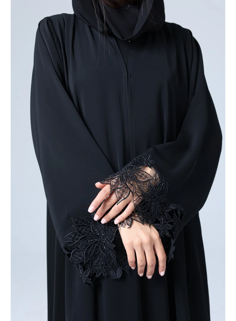 IKKXA Elegant Lace Sleeves and Bottom Abaya