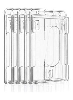 Generic Card Protector, Vertical 2 Card Badge Holder Transparent Plastic ID Credit Card Protector with Thumb Slot, Rigid PC Transparent Material,10 Pack  - Image 1