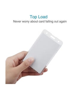 Generic Card Protector, Vertical 2 Card Badge Holder Transparent Plastic ID Credit Card Protector with Thumb Slot, Rigid PC Transparent Material,10 Pack  - Image 5