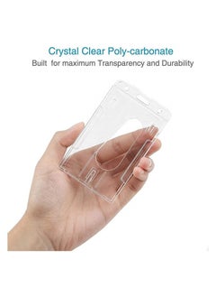 Generic Card Protector, Vertical 2 Card Badge Holder Transparent Plastic ID Credit Card Protector with Thumb Slot, Rigid PC Transparent Material,10 Pack  - Image 3