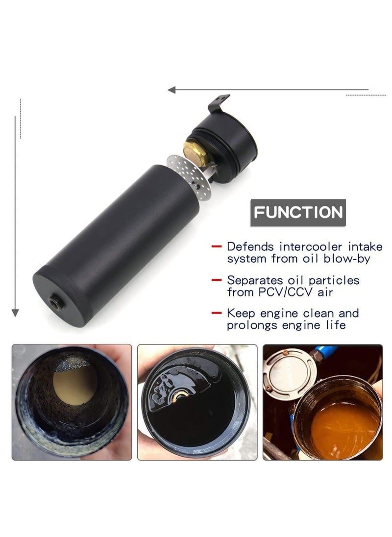 Generic Universal 750ml 2-Port Oil Catch Can Baffled Reservoir Tank Breather Filter with Drain Valve Black Aluminum  - Image 4