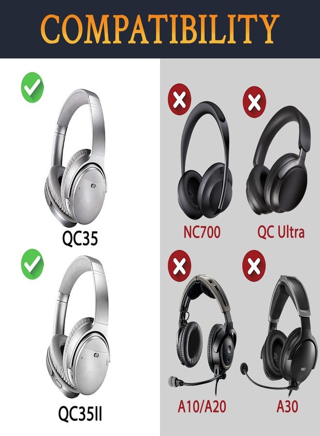 SoloWIT Replacement Earpads Cushions for Bose QuietComfort 35 (QC35) & Quiet Comfort 35 II (QC35 ii) Headphones, Ear Pads with Softer Leather, Noise Isolation Foam, Added Thickness (Grey) - Image 3