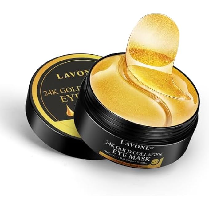 LAVONE Eye Mask-30 Pairs 24K Gold Under Eye Patches Skin Care Products-Eye Masks Skincare for Dark Circles and Puffiness,Reduce Wrinkles,Eye Bags and Fine Lines,for Women and Man,with Hair Clips - Image 2