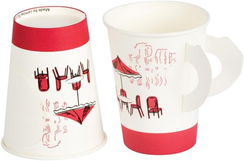 Hotpack Disposable Paper Cup With Handle 7 ounce for Tea, Coffee & Water, 1000 Pieces - Image 3