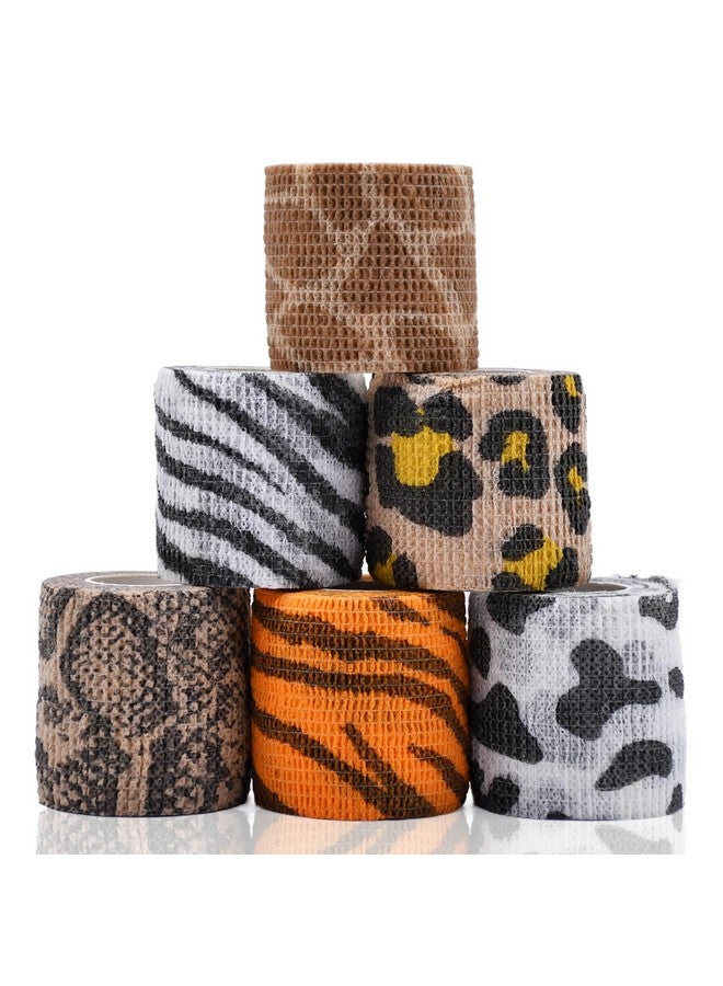 Kreyfer 6 Roll 2 Inch X 5 Yards Jungle Safari Animal Print Pet Vet Wrap For Dogs Cats, Cohesive Bandages In Bulk, Non-Woven Self Adhesive Bandages Wrap Roll For Animals Wound Care, Ankle Sprains And Swelling - Image 1