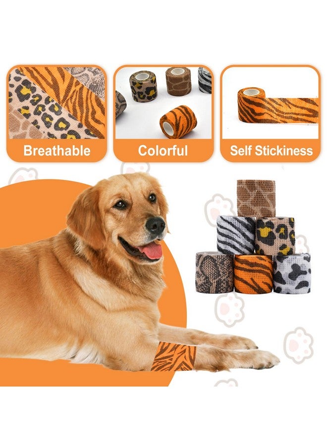 Kreyfer 6 Roll 2 Inch X 5 Yards Jungle Safari Animal Print Pet Vet Wrap For Dogs Cats, Cohesive Bandages In Bulk, Non-Woven Self Adhesive Bandages Wrap Roll For Animals Wound Care, Ankle Sprains And Swelling - Image 3