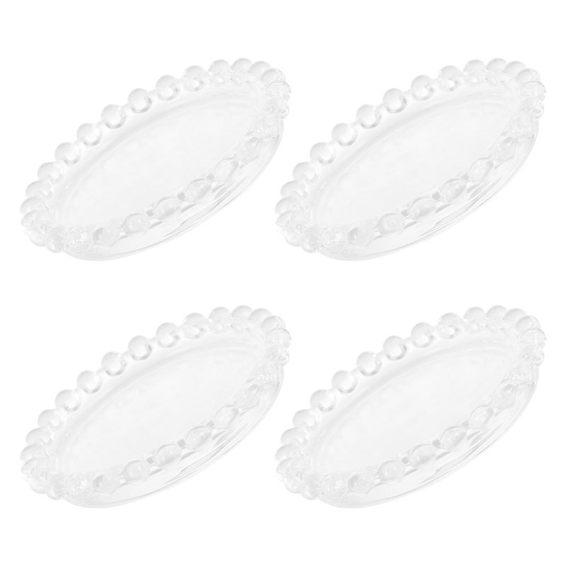🍳 ٤ قطع طبق زجاجي لاحتواء شمع الشموع شفاف لحوامل الشموع - Image 1
