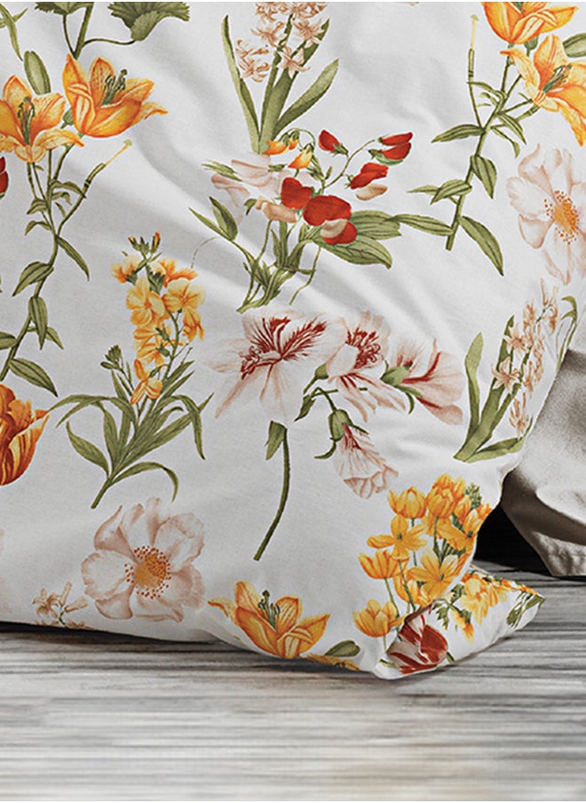 In-House Sevda | 8 Pieces Ranforce Cotton Comforter Set - 260x240 cm - Orange & White  - Image 4