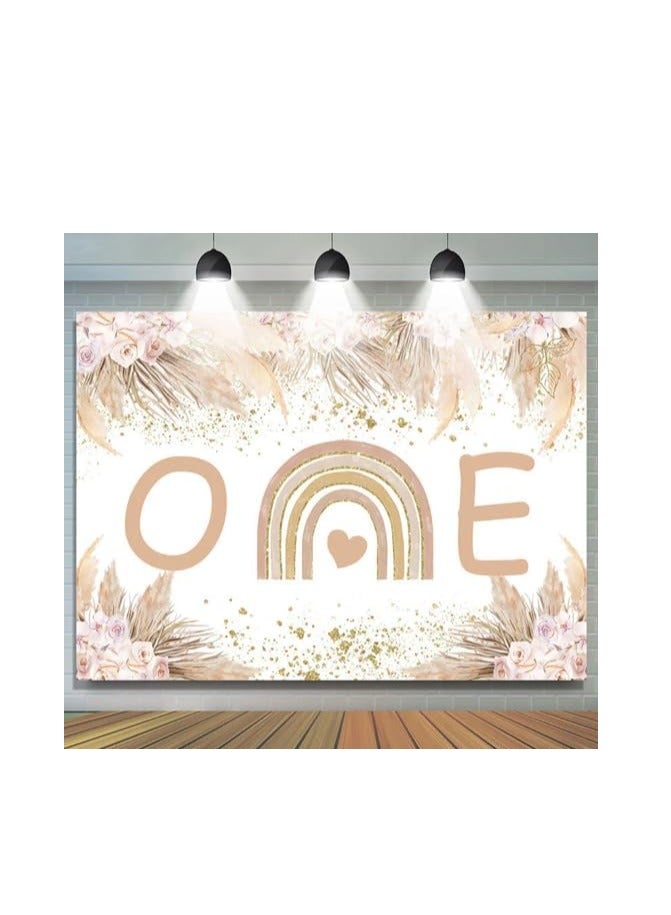 Maxsafe Rainbow Floral Boho Girls 1st Birthday Backdrop,Happy Birthday Banner,1st Happy Birthday Party Decor,Party Supplies - Image 3