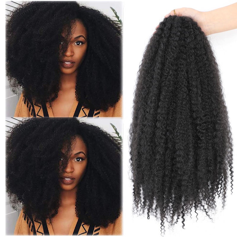 Dansama Black Marley Hair For Faux Locs 18 Inch 3 Packs Afro Twist Braiding Hair Curly Crochet Braids Synthetic Braiding Hair Extensions 18 Inch Pack of 3 1B
