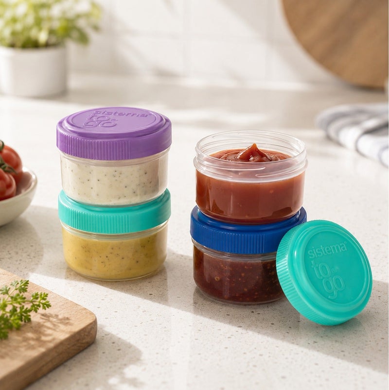 Sistema Dressing To Go 4 Pack 35ml – BPA Free Reusable Mini Dressing Containers with Leak-Resistant Screw Lids, Portion Pots for Salad Dressing, Sauces, Dips, Condiments & Meal Prep - Image 2