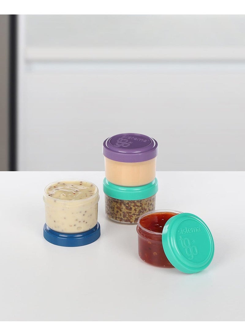 Sistema Dressing To Go 4 Pack 35ml – BPA Free Reusable Mini Dressing Containers with Leak-Resistant Screw Lids, Portion Pots for Salad Dressing, Sauces, Dips, Condiments & Meal Prep - Image 4
