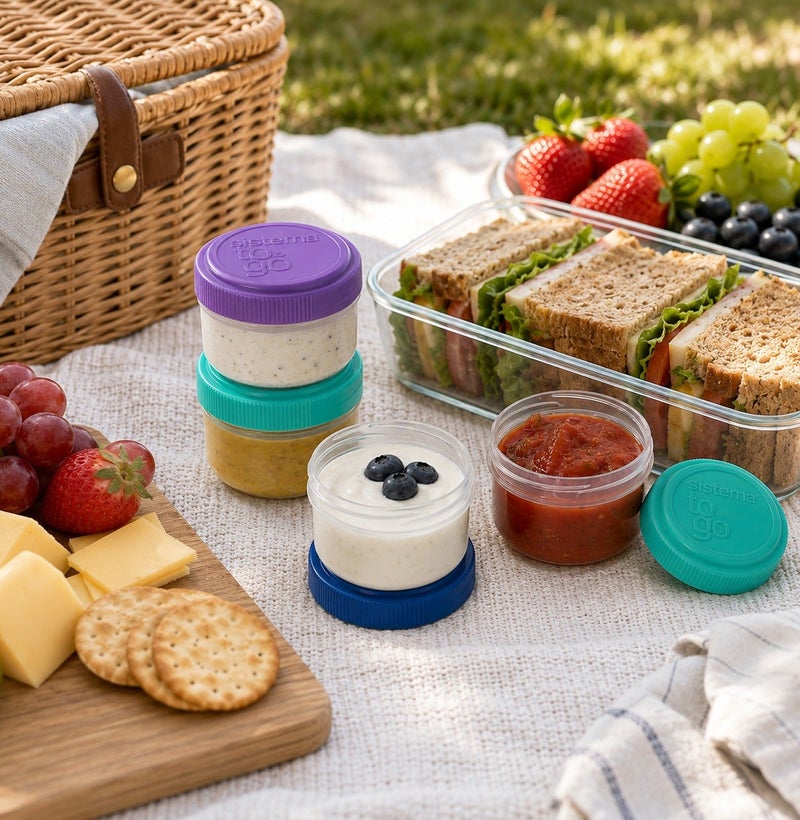 Sistema Dressing To Go 4 Pack 35ml – BPA Free Reusable Mini Dressing Containers with Leak-Resistant Screw Lids, Portion Pots for Salad Dressing, Sauces, Dips, Condiments & Meal Prep - Image 3