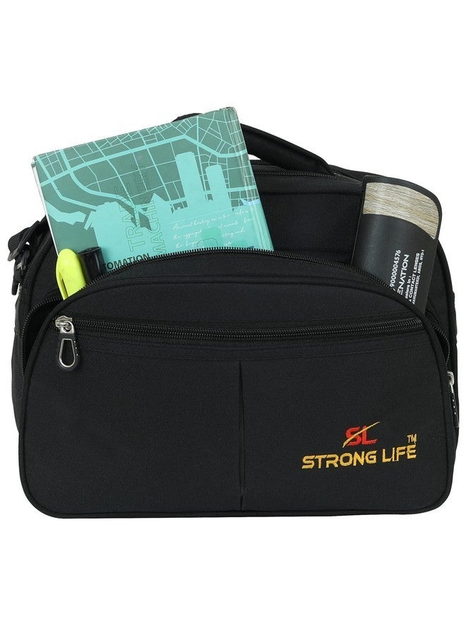 Strong Life Stylish Nylon Small Sling Cross Body Travel Messenger one Side Shoulder Bag for Men and Women (Black) - Image 3
