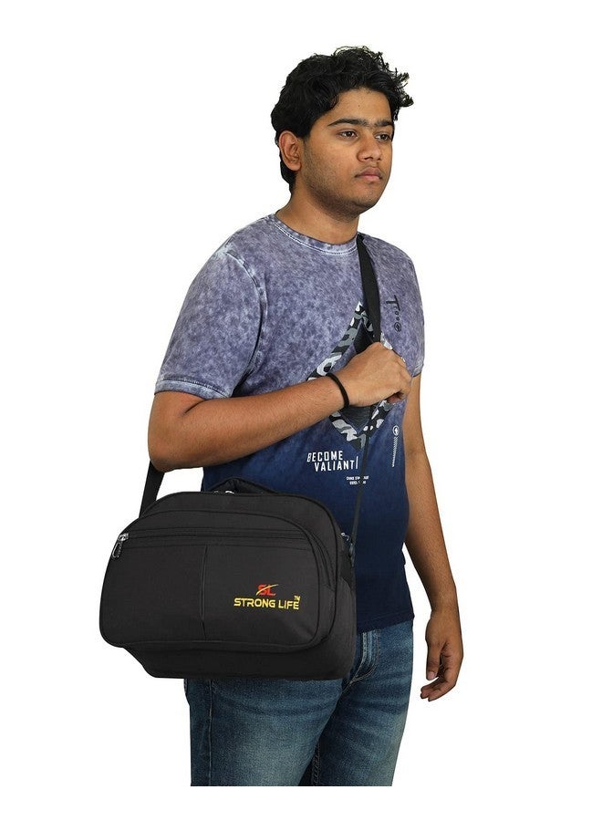 Strong Life Stylish Nylon Small Sling Cross Body Travel Messenger one Side Shoulder Bag for Men and Women (Black) - Image 2