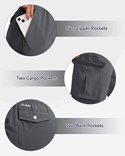 Soothfeel سروال كابري للنساء من سوذفيل مع 6 جيوب خفيف الوزن سريع الجفاف للسفر والمشي في الصيف للنساء (رمادي داكن، XL) - Image 4