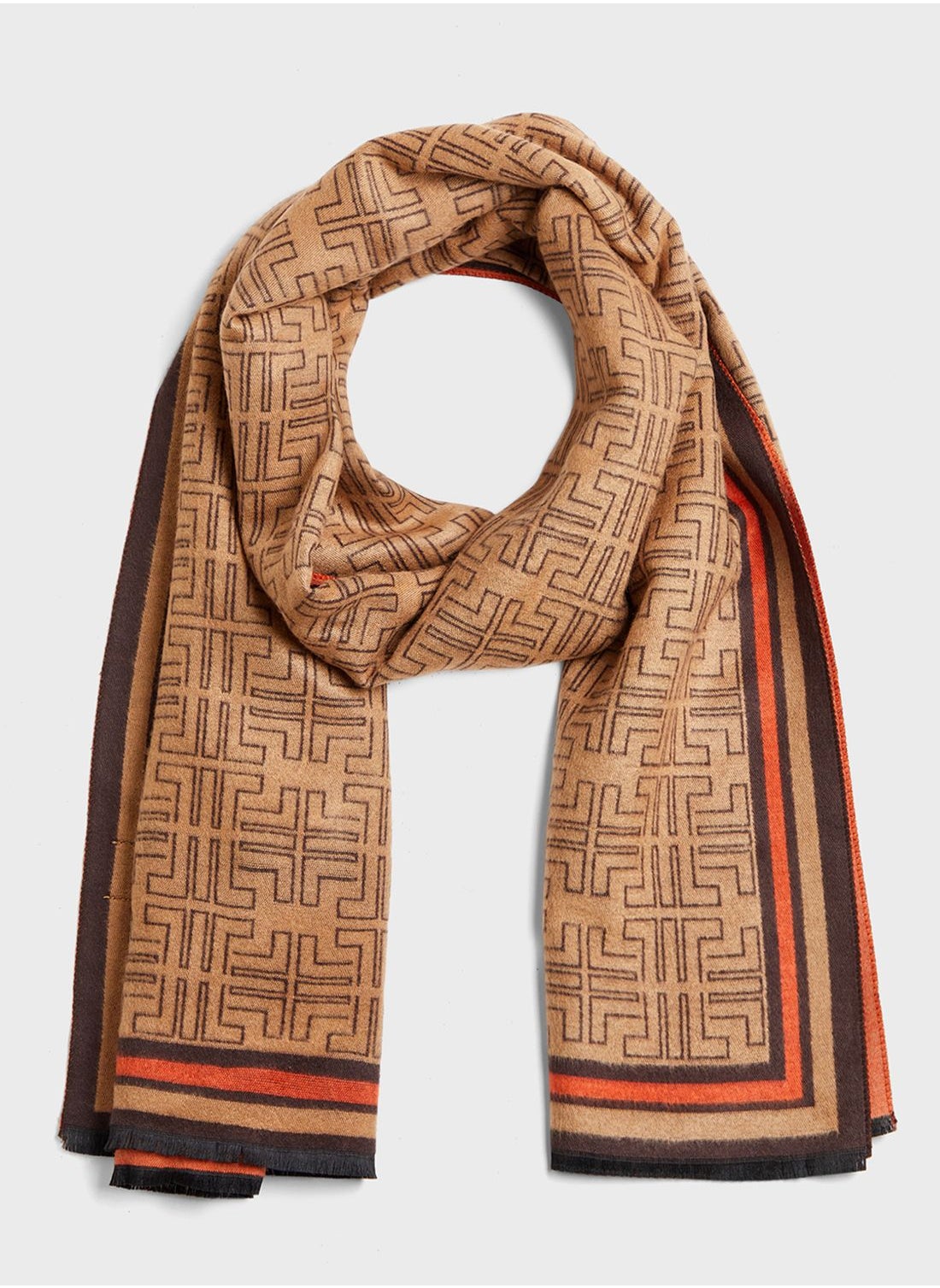 River Island geo monogram scarf in beige